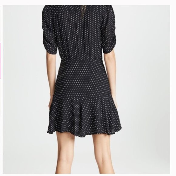 Free People - Pippa Short Sleeve Polka Dot Mini Dress - Black- Size L - Picture 3 of 13